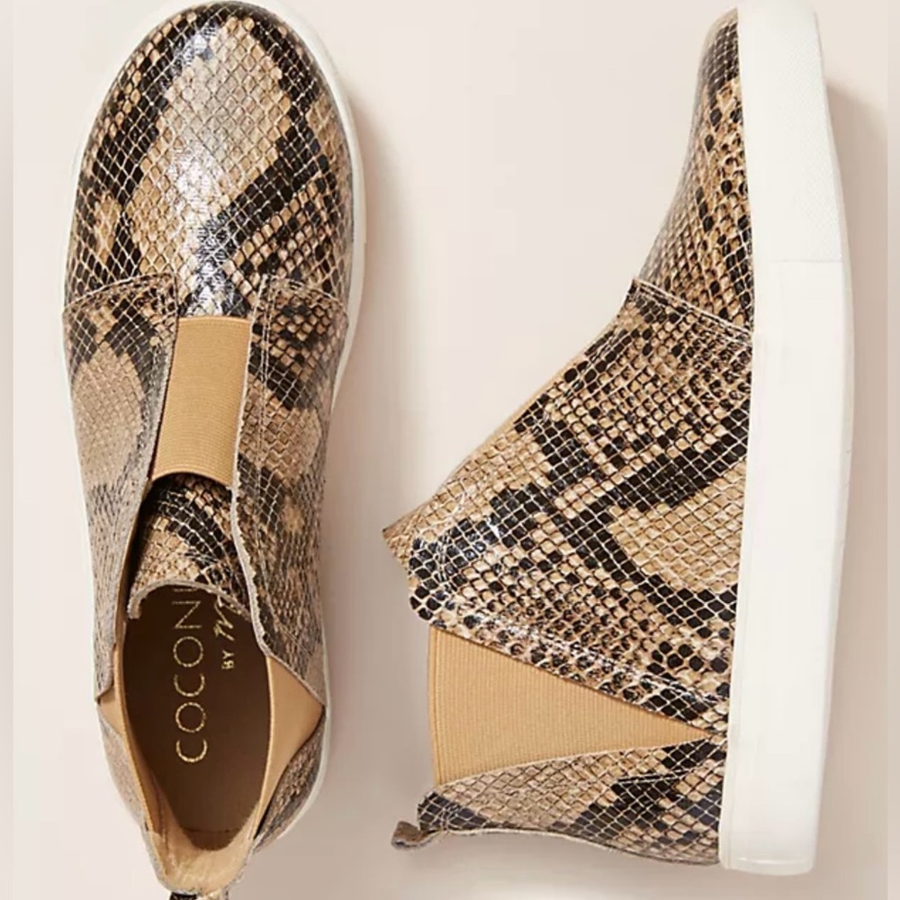 Coconuts by Matisse Snakeskin Sneaker Brown Tan Embossed Vegan Leather Size 9